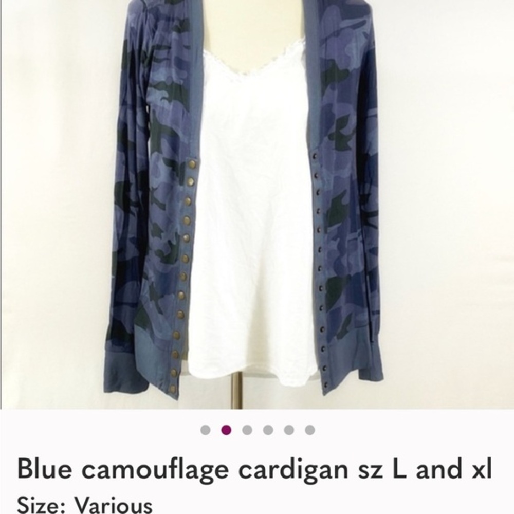 Women's Blue Camouflage Cardigan